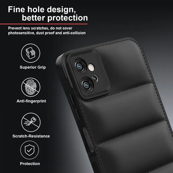 TRUEUPGRADE_Designed_for_Motorola_Moto_G32_Back_Cover_|_Camera_Bump_&_360�_Flexible_Puff_Armor_Protection_|_Matte_Soft_Shock_Proof_Rubberised_Back_Case_Cover_(Black)