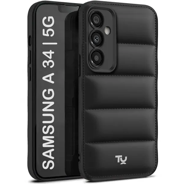 TRUEUPGRADE_Designed_for_Samsung_Galaxy_A34_5G_Back_Cover_|_Camera_Bump_&_360�_Flexible_Puff_Armor_Protection_|_Matte_Soft_Shock_Proof_Rubberised_Back_Case_Cover_(Black)