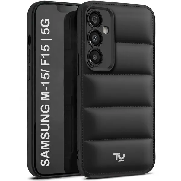 TRUEUPGRADE_Designed_for_Samsung_Galaxy_M15_5G_|_F15_5G_Back_Cover_|_Camera_Bump_&_360�_Flexible_Puff_Armor_Protection_|_Matte_Soft_Shock_Proof_Rubberised_Back_Case_Cover_(Black)