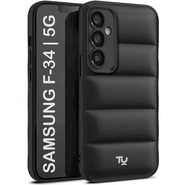 TRUEUPGRADE_Designed_for_Samsung_M34_5G_/_F34_5G_Back_Cover_|_Camera_Bump_&_360�_Flexible_Puff_Armor_Protection_|_Matte_Soft_Shock_Proof_Rubberised_Back_Case_Cover_(Black)