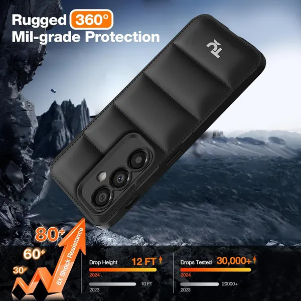 TRUEUPGRADE_Designed_for_Samsung_M34_5G_/_F34_5G_Back_Cover_|_Camera_Bump_&_360�_Flexible_Puff_Armor_Protection_|_Matte_Soft_Shock_Proof_Rubberised_Back_Case_Cover_(Black)