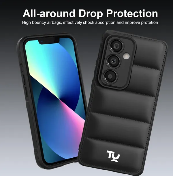 TRUEUPGRADE_Designed_for_Samsung_M34_5G_/_F34_5G_Back_Cover_|_Camera_Bump_&_360�_Flexible_Puff_Armor_Protection_|_Matte_Soft_Shock_Proof_Rubberised_Back_Case_Cover_(Black)