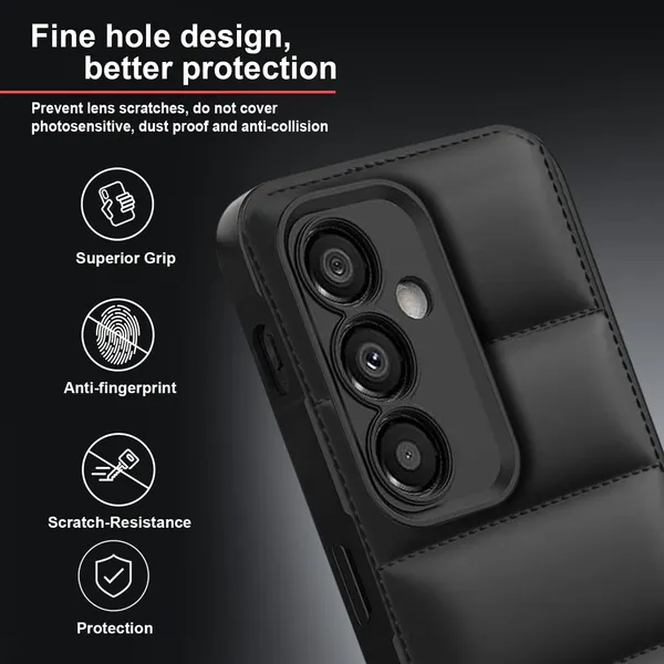 TRUEUPGRADE_Designed_for_Samsung_M34_5G_/_F34_5G_Back_Cover_|_Camera_Bump_&_360�_Flexible_Puff_Armor_Protection_|_Matte_Soft_Shock_Proof_Rubberised_Back_Case_Cover_(Black)