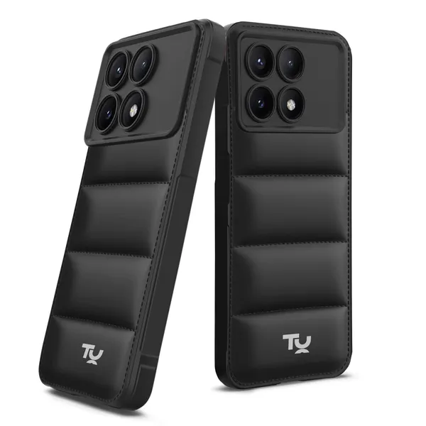 TRUEUPGRADE_Designed_for_Poco_X6_Pro_5G_Back_Cover_|_Camera_Bump_&_360�_Flexible_Puff_Armor_Protection_|_Matte_Soft_Shock_Proof_Rubberised_Back_Case_Cover_(Black)