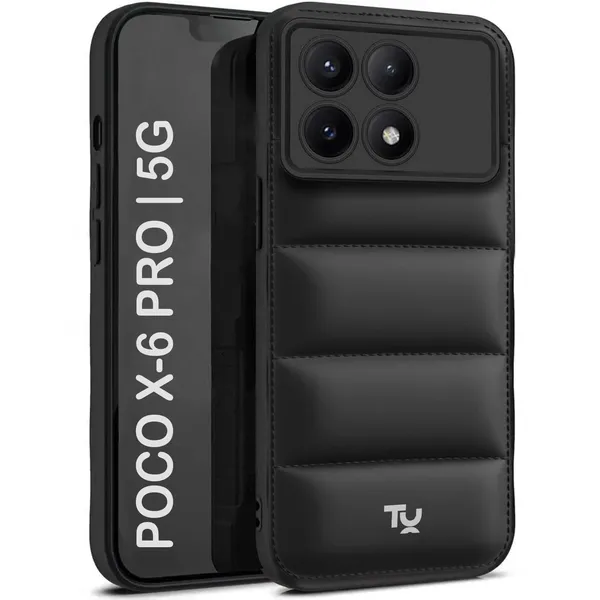TRUEUPGRADE_Designed_for_Poco_X6_Pro_5G_Back_Cover_|_Camera_Bump_&_360�_Flexible_Puff_Armor_Protection_|_Matte_Soft_Shock_Proof_Rubberised_Back_Case_Cover_(Black)