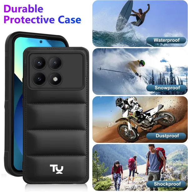 TRUEUPGRADE_Designed_for_Poco_X6_Pro_5G_Back_Cover_|_Camera_Bump_&_360�_Flexible_Puff_Armor_Protection_|_Matte_Soft_Shock_Proof_Rubberised_Back_Case_Cover_(Black)