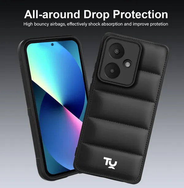 TRUEUPGRADE_Designed_for_Mi_Redmi_13C_5G_/_Poco_M6_5G_Back_Cover_|_Camera_Bump_&_360�_Flexible_Puff_Armor_Protection_|_Matte_Soft_Shock_Proof_Rubberised_Back_Case_Cover_(Black)