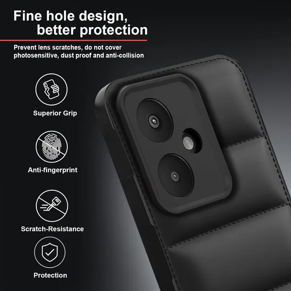 TRUEUPGRADE_Designed_for_Mi_Redmi_13C_5G_/_Poco_M6_5G_Back_Cover_|_Camera_Bump_&_360�_Flexible_Puff_Armor_Protection_|_Matte_Soft_Shock_Proof_Rubberised_Back_Case_Cover_(Black)