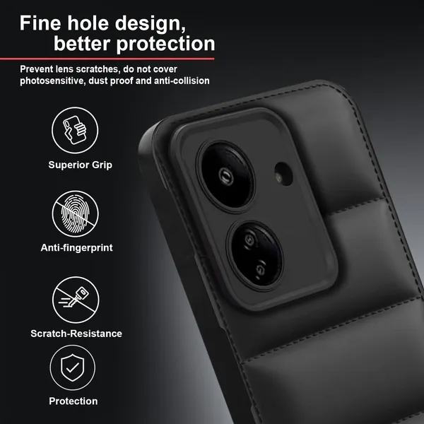 TRUEUPGRADE_Back_Case_Cover_for_Redmi_13C_4G_|_Poco_C65_|_Compatible_for_Redmi_13C_4G_|_Poco_C65_Back_Case_Cover_|_Puff_Case_with_Camera_Protection_|Black
