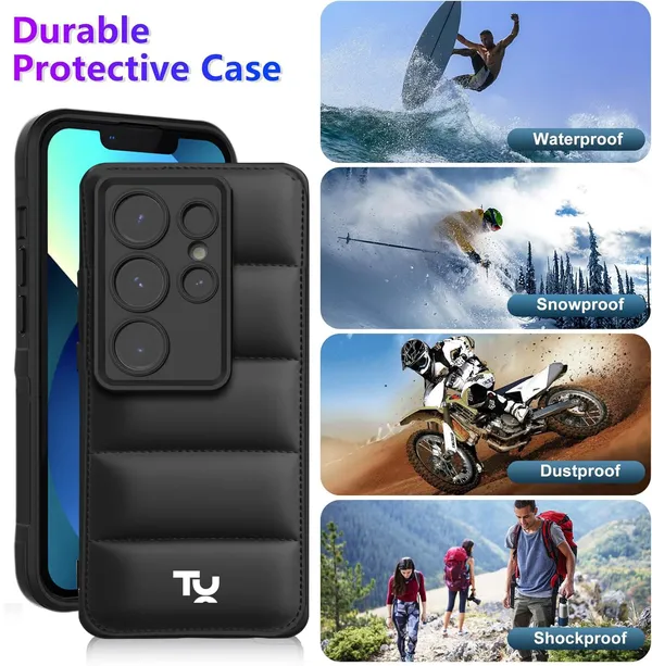TRUEUPGRADE_Designed_for_Samsung_Galaxy_S24_Ultra_5G_Back_Cover_|_Camera_Bump_&_360�_Flexible_Puff_Armor_Protection_|_Matte_Soft_Shock_Proof_Rubberised_Back_Case_Cover_(Black)