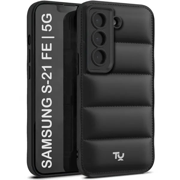 TRUEUPGRADE_Designed_for_Samsung_Galaxy_S21_FE_5G_Back_Cover_|_Camera_Bump_&_360�_Flexible_Puff_Armor_Protection_|_Matte_Soft_Shock_Proof_Rubberised_Back_Case_Cover_(Black)