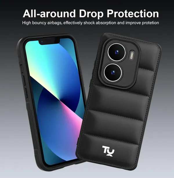 TRUEUPGRADE_Back_Case_Cover_for_Vivo_T2X_/_Y56_/_Y16_(4G)_|_Compatible_for_Vivo_T2X_/_Y56_/_Y16_(4G)_Back_Case_Cover_|_Puff_Case_with_Camera_Protection_|Black