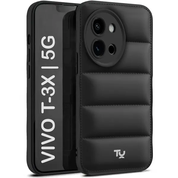 TRUEUPGRADE_Back_Case_Cover_for_Vivo_T3X_5G_|_Compatible_for_Vivo_T3X_5G_Back_Case_Cover_|_Puff_Case_with_Camera_Protection_|Black
