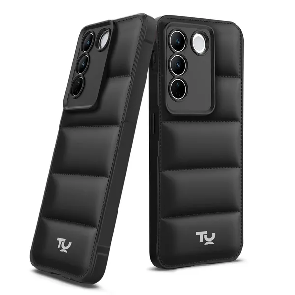 TRUEUPGRADE_Designed_for_Vivo_V27_/_V27_PRO_5G_Back_Cover_|_Camera_Bump_&_360�_Flexible_Puff_Armor_Protection_|_Matte_Soft_Shock_Proof_Rubberised_Back_Case_Cover_(Black)