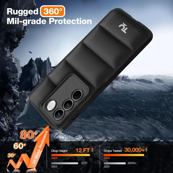 TRUEUPGRADE_Designed_for_Vivo_V27_/_V27_PRO_5G_Back_Cover_|_Camera_Bump_&_360�_Flexible_Puff_Armor_Protection_|_Matte_Soft_Shock_Proof_Rubberised_Back_Case_Cover_(Black)
