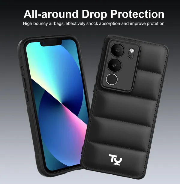 TRUEUPGRADE_Designed_for_Vivo_V29_/_V29_Pro_5G_Back_Cover_|_Camera_Bump_&_360�_Flexible_Puff_Armor_Protection_|_Matte_Soft_Shock_Proof_Rubberised_Back_Case_Cover_(Black)