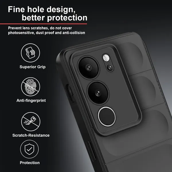 TRUEUPGRADE_Designed_for_Vivo_V29_/_V29_Pro_5G_Back_Cover_|_Camera_Bump_&_360�_Flexible_Puff_Armor_Protection_|_Matte_Soft_Shock_Proof_Rubberised_Back_Case_Cover_(Black)