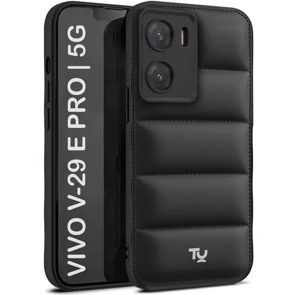 TRUEUPGRADE_Designed_for_Vivo_V29e_5G_Back_Cover_|_Camera_Bump_&_360�_Flexible_Puff_Armor_Protection_|_Matte_Soft_Shock_Proof_Rubberised_Back_Case_Cover_(Black)