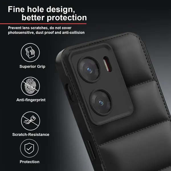 TRUEUPGRADE_Designed_for_Vivo_V29e_5G_Back_Cover_|_Camera_Bump_&_360�_Flexible_Puff_Armor_Protection_|_Matte_Soft_Shock_Proof_Rubberised_Back_Case_Cover_(Black)