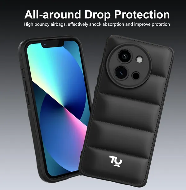 TRUEUPGRADE_Designed_for_Vivo_V30_E_5G_Back_Cover_|_Camera_Bump_&_360�_Flexible_Puff_Armor_Protection_|_Matte_Soft_Shock_Proof_Rubberised_Back_Case_Cover_(Black)
