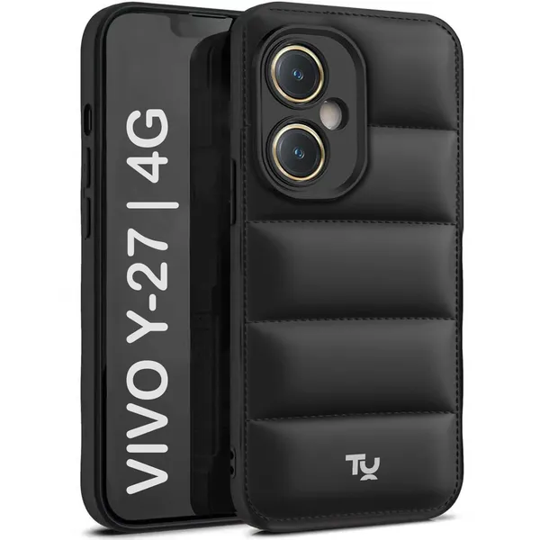 TRUEUPGRADE_Designed_for_Vivo_Y27_/_Vivo_Y27_2023_Back_Cover_|_Camera_Bump_&_360�_Flexible_Puff_Armor_Protection_|_Matte_Soft_Shock_Proof_Rubberised_Back_Case_Cover_(Black)