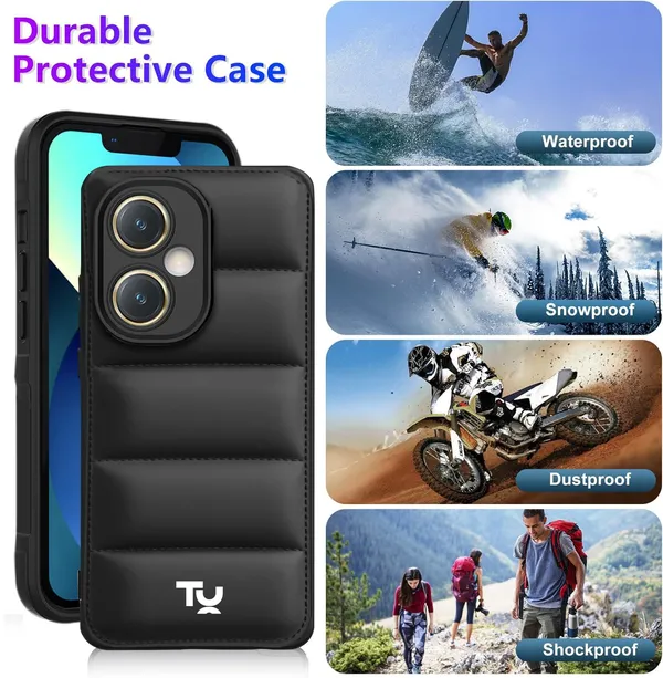 TRUEUPGRADE_Designed_for_Vivo_Y27_/_Vivo_Y27_2023_Back_Cover_|_Camera_Bump_&_360�_Flexible_Puff_Armor_Protection_|_Matte_Soft_Shock_Proof_Rubberised_Back_Case_Cover_(Black)