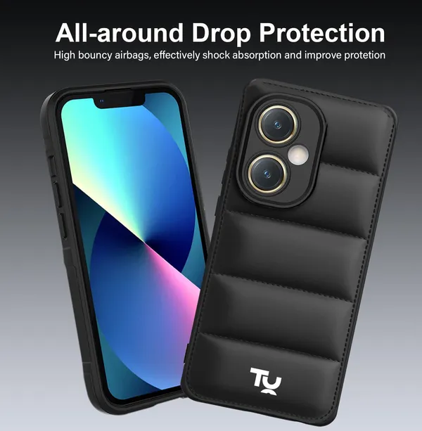 TRUEUPGRADE_Designed_for_Vivo_Y27_/_Vivo_Y27_2023_Back_Cover_|_Camera_Bump_&_360�_Flexible_Puff_Armor_Protection_|_Matte_Soft_Shock_Proof_Rubberised_Back_Case_Cover_(Black)