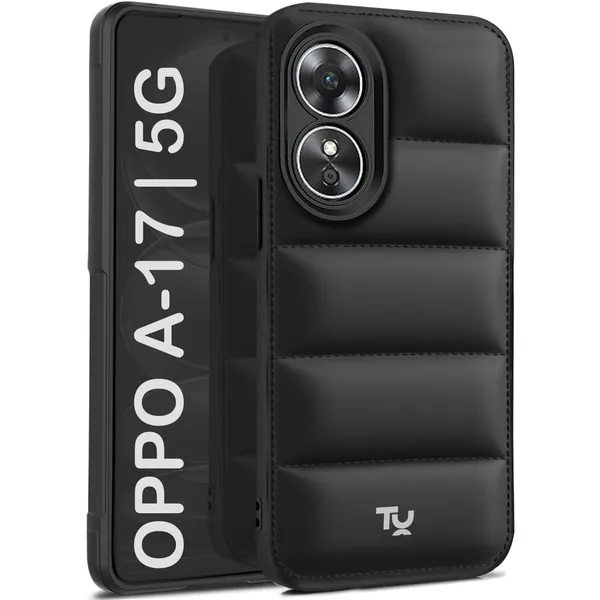 TRUEUPGRADE_Designed_for_Oppo_A17_k_|_Camera_Bump_&_360�_Flexible_Puff_Armor_Protection_|_Matte_Soft_Shock_Proof_Rubberised_Back_Case_Cover_(Black)