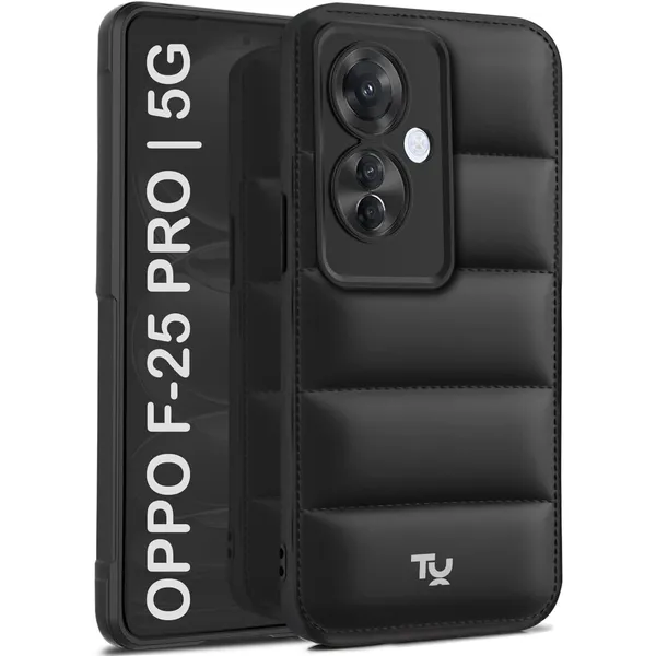 TRUEUPGRADE_Designed_for_Oppo_F25_Pro_(5G)_|_Camera_Bump_&_360�_Flexible_Puff_Armor_Protection_|_Matte_Soft_Shock_Proof_Rubberised_Back_Case_Cover_(Black)