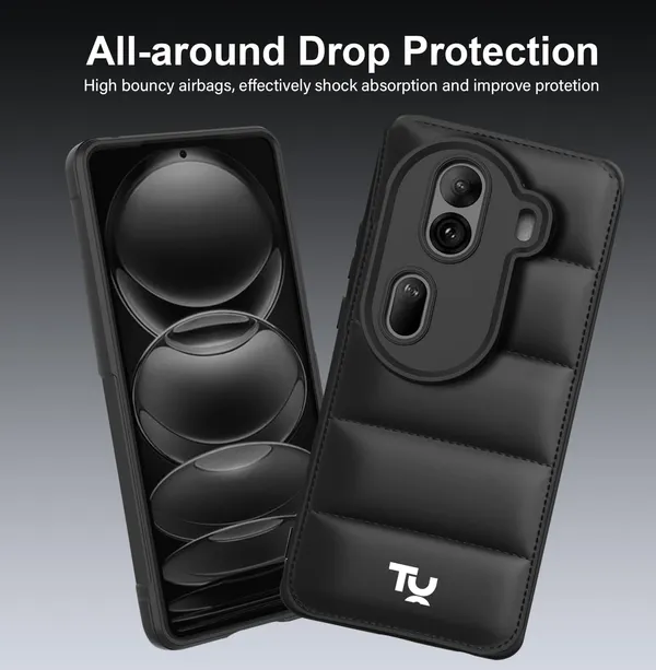 TRUEUPGRADE_Designed_for_Oppo_Reno_11_Pro_5G_|_Camera_Bump_&_360�_Flexible_Puff_Armor_Protection_|_Matte_Soft_Shock_Proof_Rubberised_Back_Case_Cover_(Black)