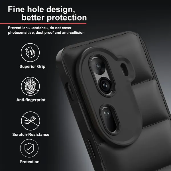 TRUEUPGRADE_Designed_for_Oppo_Reno_11_Pro_5G_|_Camera_Bump_&_360�_Flexible_Puff_Armor_Protection_|_Matte_Soft_Shock_Proof_Rubberised_Back_Case_Cover_(Black)