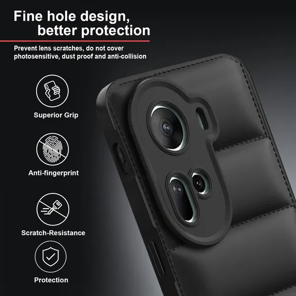 TRUEUPGRADE_Designed_for_Oppo_Reno_11_5G_|_Camera_Bump_&_360�_Flexible_Puff_Armor_Protection_|_Matte_Soft_Shock_Proof_Rubberised_Back_Case_Cover_(Black)