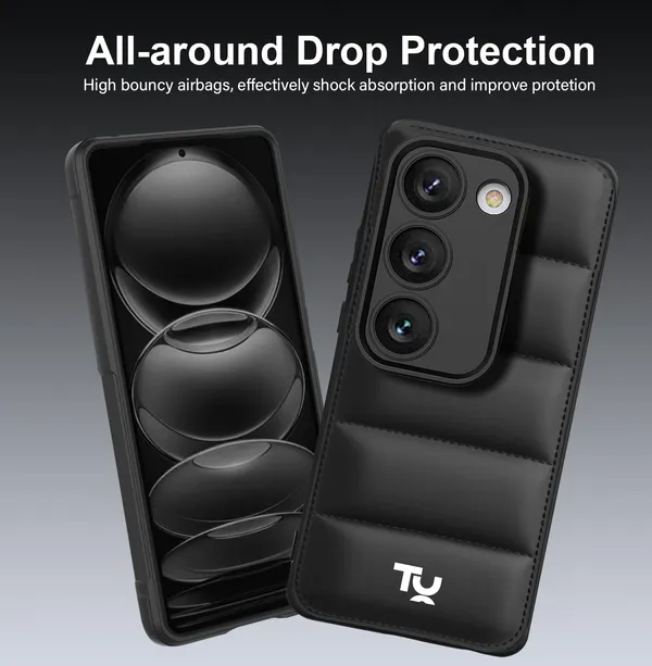 TRUEUPGRADE_Designed_for_Oppo_Reno_12/12_Pro_5G_|_Camera_Bump_&_360�_Flexible_Puff_Armor_Protection_|_Matte_Soft_Shock_Proof_Rubberised_Back_Case_Cover_(Black)