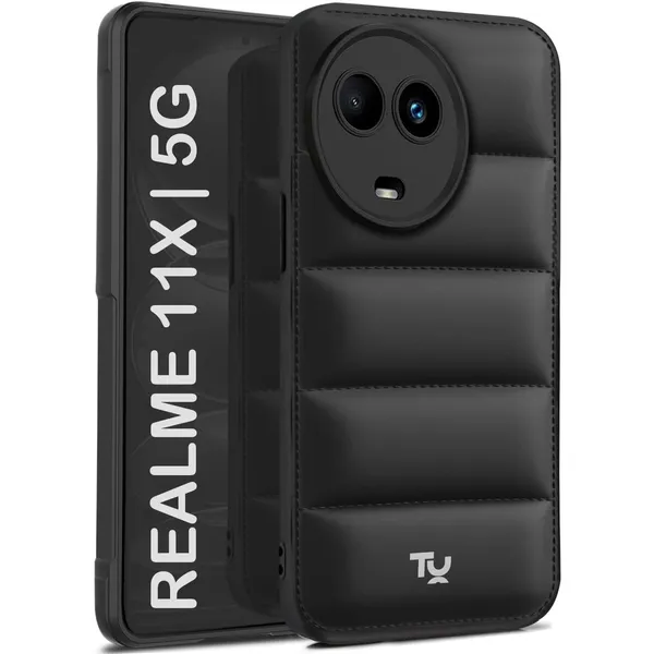 TRUEUPGRADE_Designed_for_Realme_11_/_11X_5G_/_C67_5G_/_Narzo_60X_5G_|_Camera_Bump_&_360�_Flexible_Puff_Armor_Protection_|_Matte_Soft_Shock_Proof_Rubberised_Back_Case_Cover_(Black)