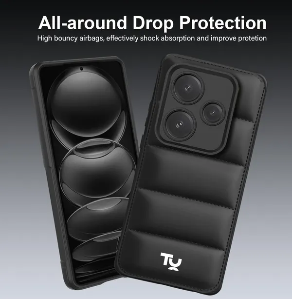 TRUEUPGRADE_Designed_for_Mi_Redmi_12_5G_|_Camera_Bump_&_360�_Flexible_Puff_Armor_Protection_|_Matte_Soft_Shock_Proof_Rubberised_Back_Case_Cover_(Black)