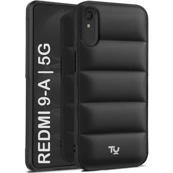 TRUEUPGRADE_Designed_for_Redmi_9A_/_9i_/_9A_Sport_|_Camera_Bump_&_360�_Flexible_Puff_Armor_Protection_|_Matte_Soft_Shock_Proof_Rubberised_Back_Case_Cover_(Black)