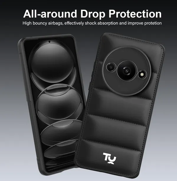TRUEUPGRADE_Designed_for_Mi_Redmi_A3_|_Redmi_A3X_|_Poco_C61_|_Camera_Bump_&_360�_Flexible_Puff_Armor_Protection_|_Matte_Soft_Shock_Proof_Rubberised_Back_Case_Cover_(Black)