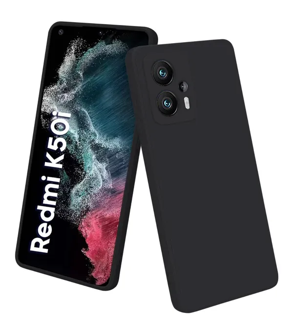 TRUEUPGRADE_Silicone_Back_Case_Cover_Compatible_with_Redmi_K50i_5G_Case_Cover_|Raised_Lip_Protection_Back_Case_Cover_for_Redmi_K50i_5G_-_Black