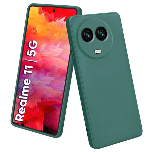 TRUEUPGRADE_Liquid_Silicone_Back_Case_Cover_for_Realme_11_/_11X_/_C67_/_Narzo_60X_5G_-_Microfiber_Inside,_Bumper_Design_-_Green