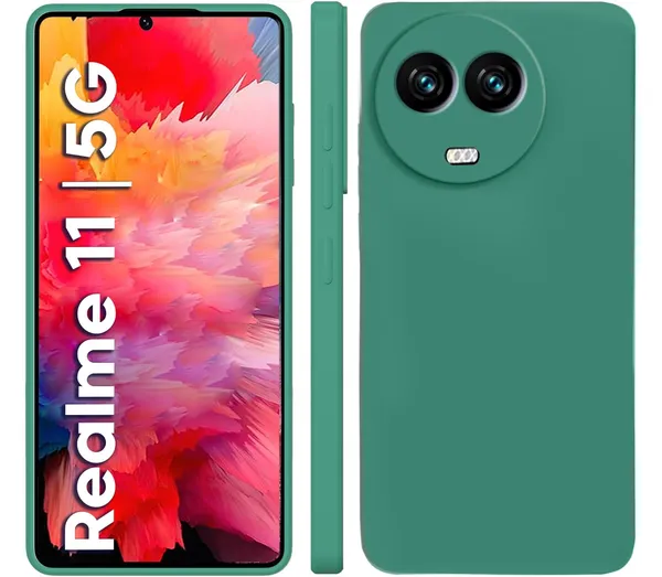 TRUEUPGRADE_Compatible_with_Realme_11_/_11X_5G_/_C67_5G_/_Narzo_60X_5G_Back_Cover_Case,_Liquid_Silicone_Cover,_Full_Body_Protective_Cover,_Shockproof,_Slim_Phone_Cover_-_Green