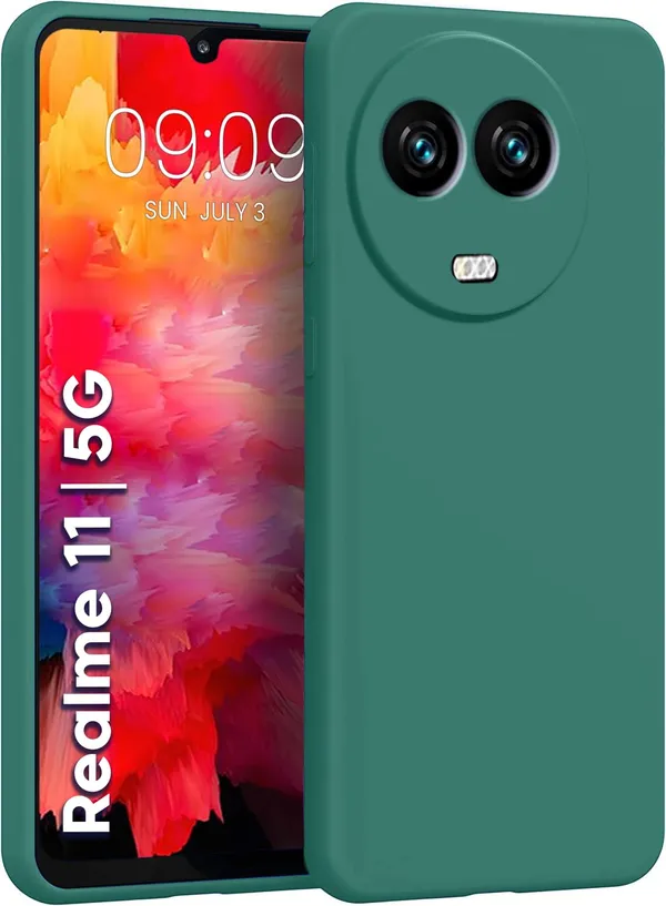 Realme_11_|_11X_5G_|_C67_5G_|_Narzo_60X_5G_Green_Silicone_Protective_Back_Case_Cover