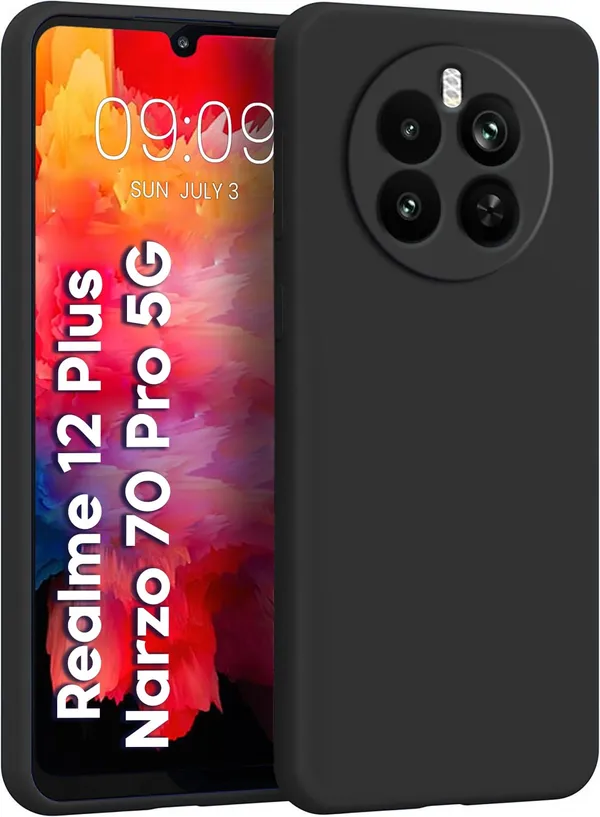 TRUEUPGRADE_Liquid_Silicone_Designed_Back_Case_Cover_for_Realme_12_Plus_5G_/_Realme_P1_5G_/_Narzo_70_5G_/_Narzo_70_Pro_5G_|_Microfiber_Inside,_Full_Protection_|_Bumper_Back_Cover_-_Black