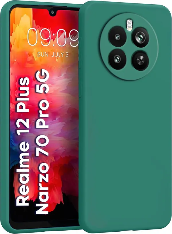 TRUEUPGRADE_Liquid_Silicone_Designed_Back_Case_Cover_for_Realme_12_Plus_5G_/_Realme_P1_5G_/_Narzo_70_5G_/_Narzo_70_Pro_5G_|_Microfiber_Inside,_Full_Protection_|_Bumper_Back_Cover_-_Green