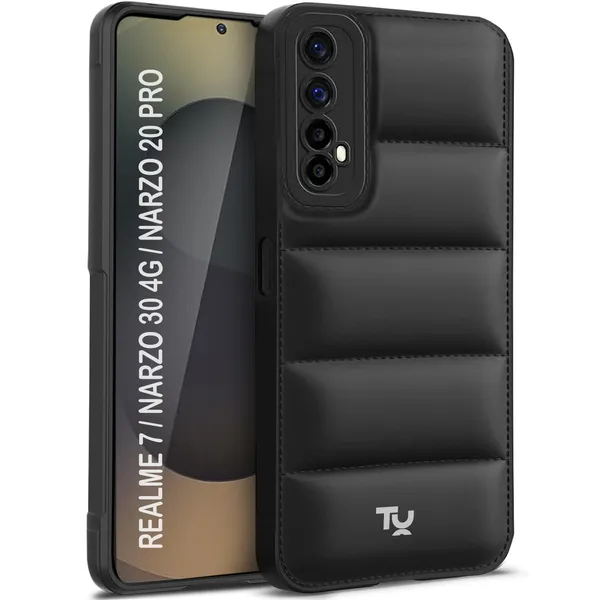 TRUEUPGRADE_Back_Case_Cover_for_Realme_7_/_Narzo_30_4G_/_Narzo_20_Pro_|_Compatible_for_Realme_7_/_Narzo_30_4G_/_Narzo_20_Pro_Back_Case_Cover_|_Puff_Case_with_Camera_Protection_|Black