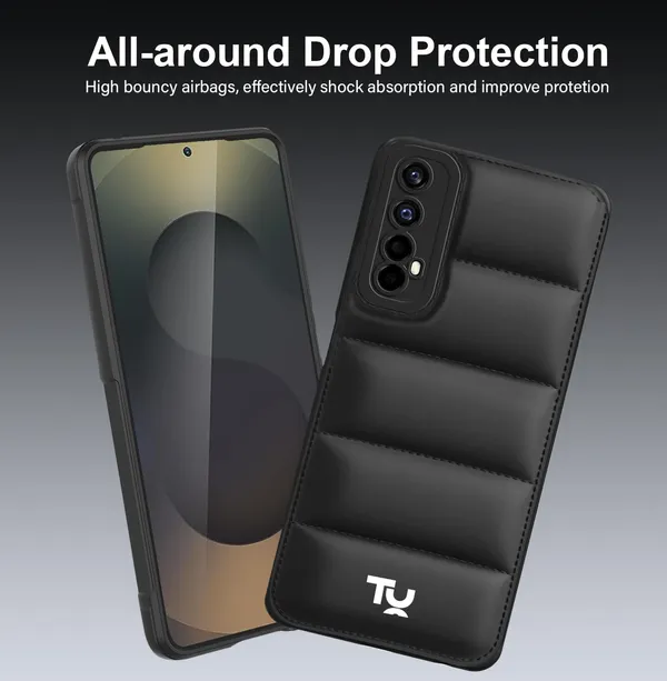 TRUEUPGRADE_Back_Case_Cover_for_Realme_7_/_Narzo_30_4G_/_Narzo_20_Pro_|_Compatible_for_Realme_7_/_Narzo_30_4G_/_Narzo_20_Pro_Back_Case_Cover_|_Puff_Case_with_Camera_Protection_|Black