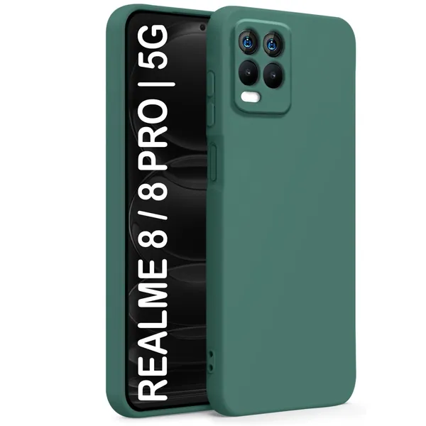 TRUEUPGRADE_Compatible_with_Realme_8_4G/Realme_8_Pro_Back_Cover_Case,_Liquid_Silicone_Cover,_Full_Body_Protective_Cover,_Shockproof,_Anti-Scratch_Soft_Microfiber_Lining_-_Green