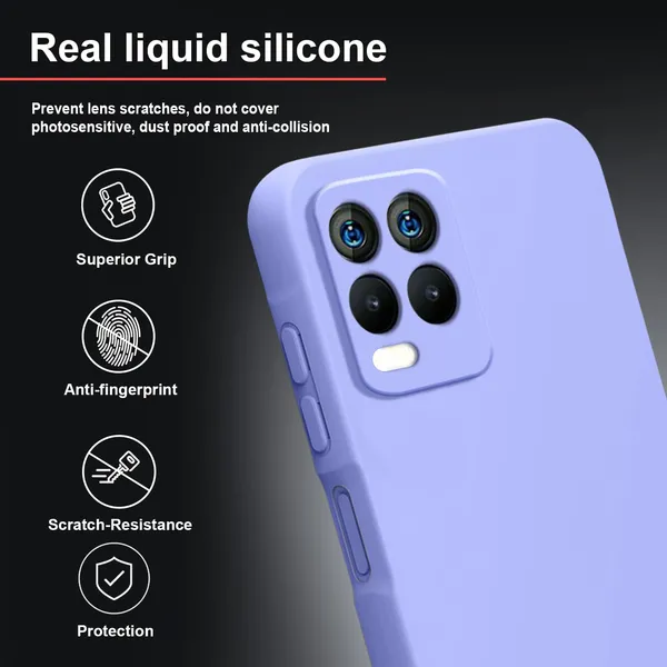 TRUEUPGRADE_Compatible_with_Realme_8_4G/Realme_8_Pro_Back_Cover_Case,_Liquid_Silicone_Cover,_Full_Body_Protective_Cover,_Shockproof,_Anti-Scratch_Soft_Microfiber_Lining_-_Purple