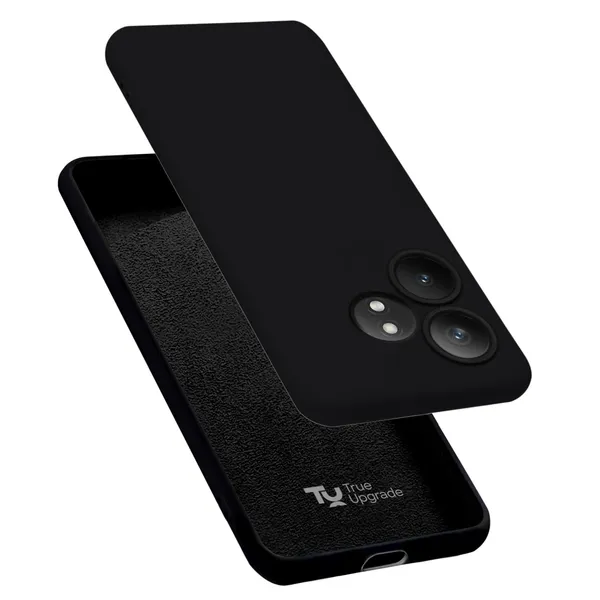 TRUEUPGRADE_Compatible_with_Realme_GT_6_|_GT_6T_5G_Back_Cover_Case,_Liquid_Silicone_Cover,_Full_Body_Protective_Cover,_Shockproof,_Slim_Phone_Cover,_Anti-Scratch_Soft_Microfiber_Lining_-_Black