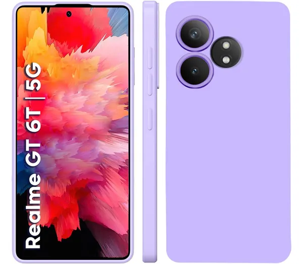 TRUEUPGRADE_Compatible_with_Realme_GT_6_|_GT_6T_5G_Back_Cover_Case,_Liquid_Silicone_Cover,_Full_Body_Protective_Cover,_Shockproof,_Slim_Phone_Cover,_Anti-Scratch_Soft_Microfiber_Lining_-_Purple