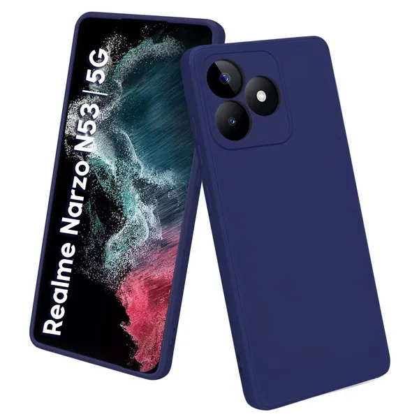 TRUEUPGRADE_Compatible_with_Realme_Narzo_N53_Cover,_Liquid_Silicone_Cover,_Full_Body_Protective_Cover,_Shockproof,_Slim_Phone_Cover,_Anti-Scratch_Soft_Microfiber_Lining_-_Blue